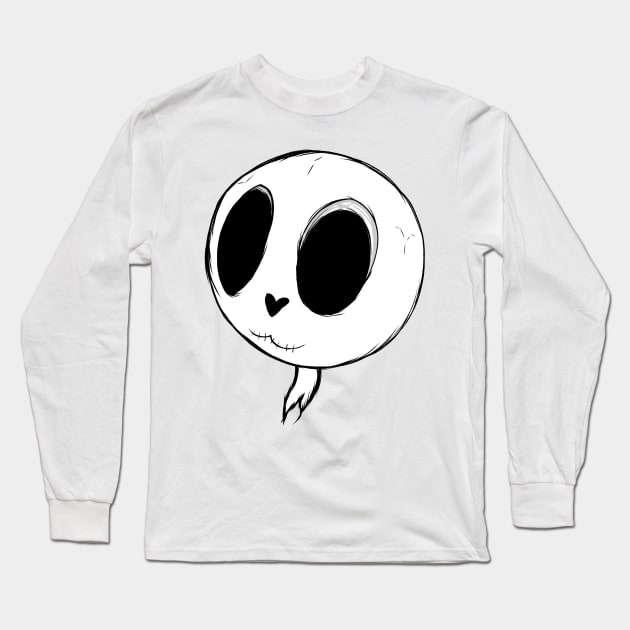 Skeleton Skull Lovable Head - Black Long Sleeve T-Shirt by Uwaki